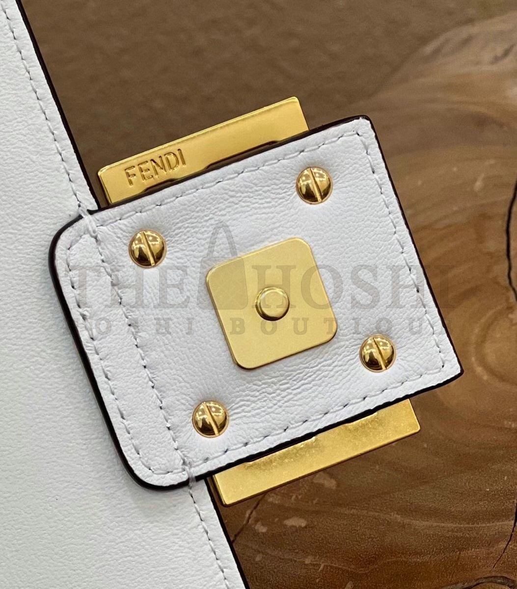 F**di Baguette Chain Midi Bag In White Nappa Leather Master Quality