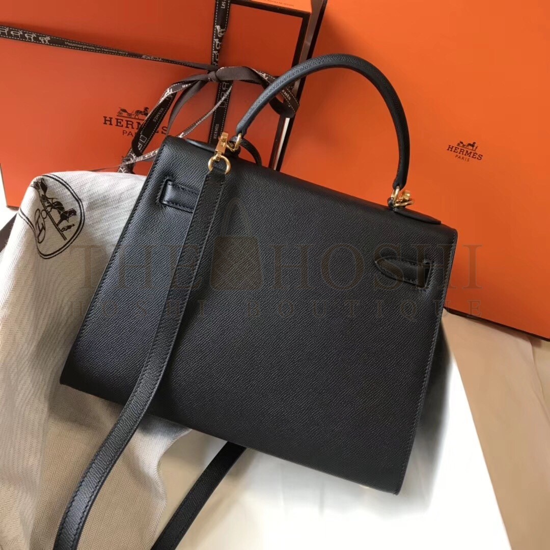 H**me5 Kelly 28cm Sellier Bag In Black Epsom Leather Master Quality