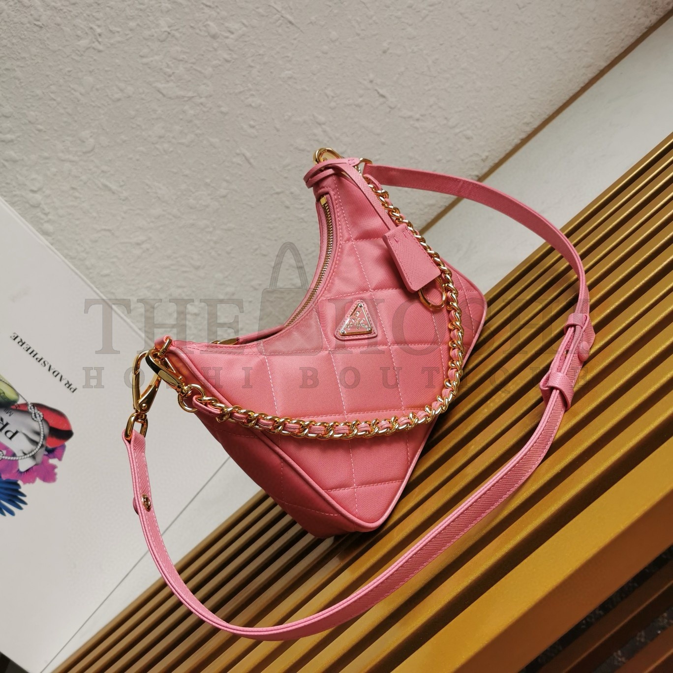Pra*a Re-Edition 1995 Chaine Mini Bag in Pink Re-Nylon Master Quality