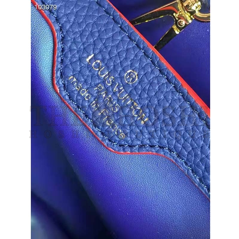 L0vis Vvtt0n LV Women Capucines MM Handbag Navy Blue Red Taurillon Leather Master Quality