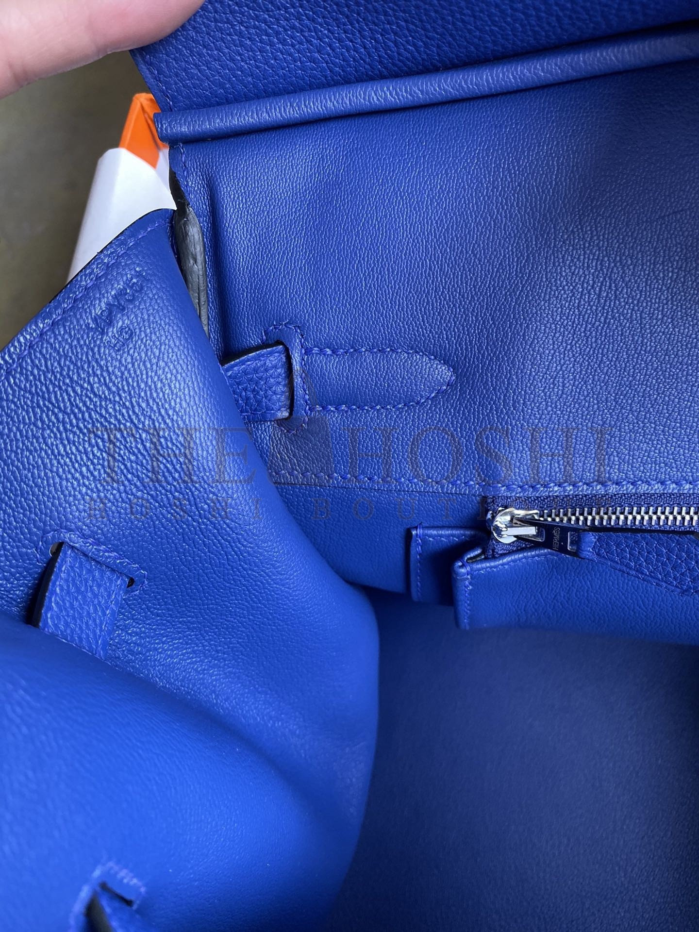 H**me5 Birkin 35 Retourne Handmade Bag In Blue Electric Clemence Leather Master Quality