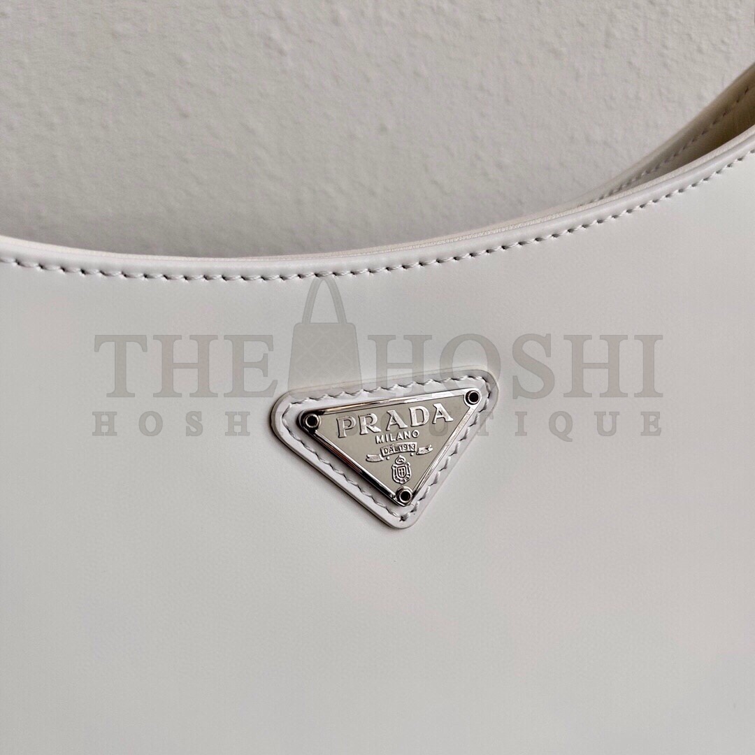 Pra*a Cleo Small Shoulder Bag In White Brushed Leather Master Quality