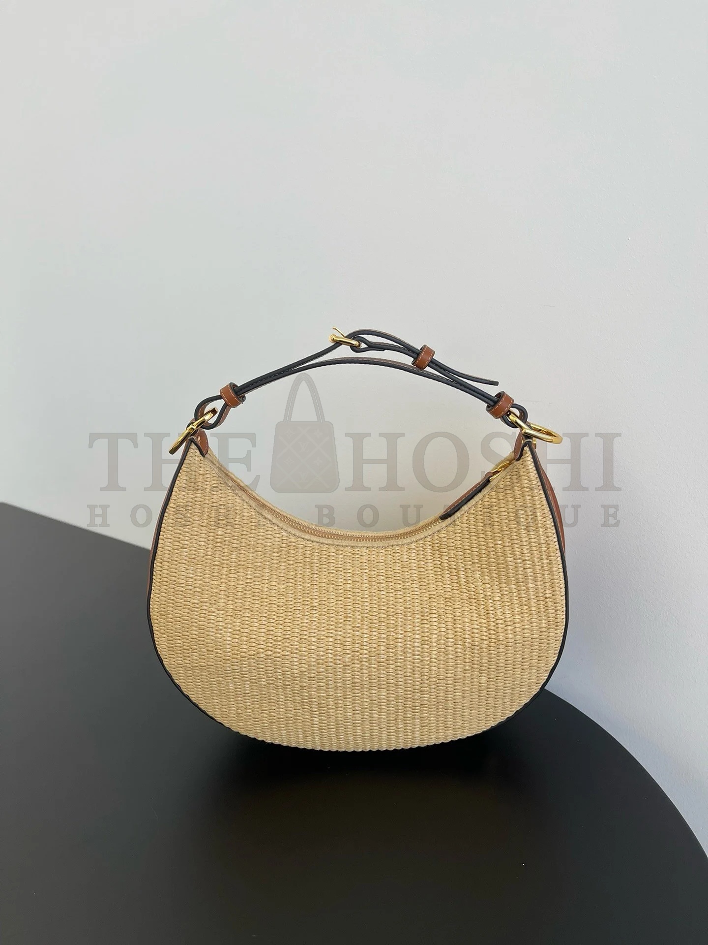 F**di F**digraphy Small Hobo Bag in Natural Raffia Master Quality