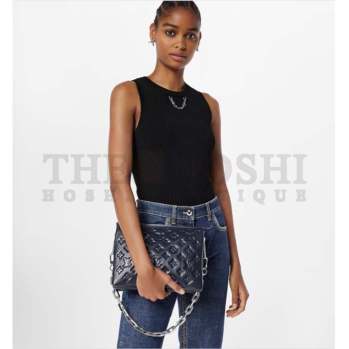 L0vis Vvtt0n LV Women Coussin PM Handbag Marine Blue Monogram Embossed Puffy Lambskin Calfskin Leather Master Quality