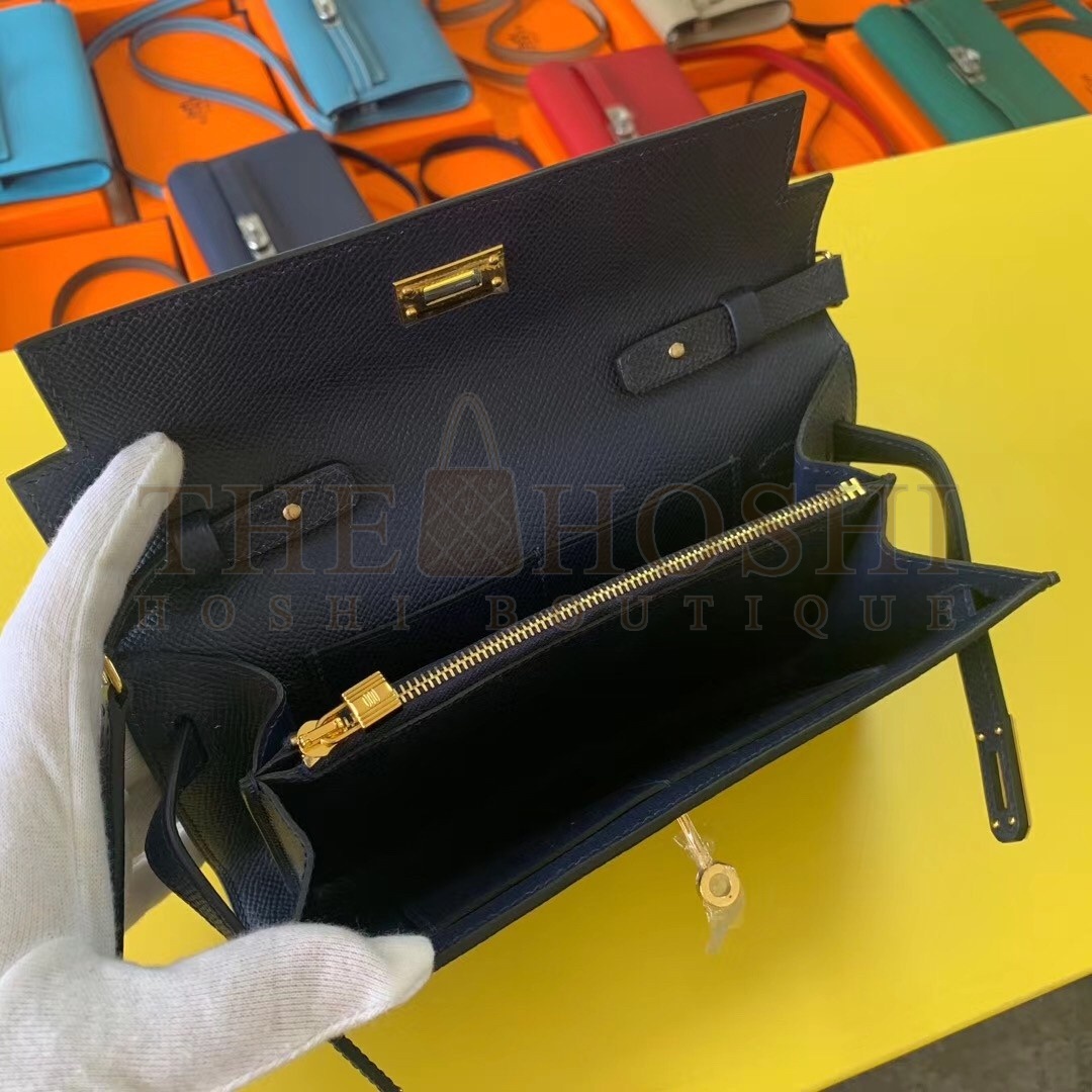 H**me5 Kelly Classique To Go Wallet In Dark Blue Epsom Calfskin Master Quality