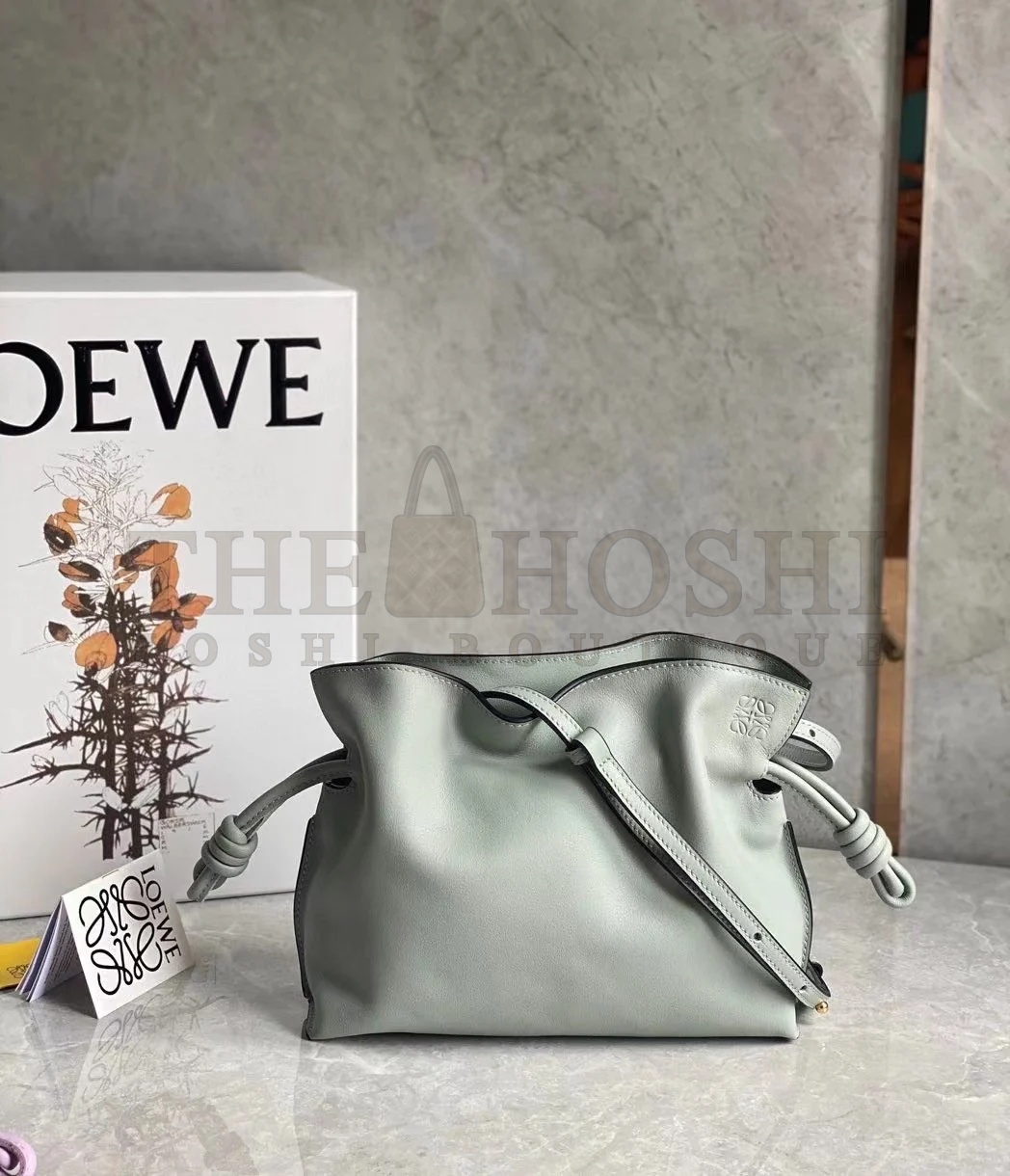 L0ew* Mini Flamenco Clutch Bag In Ash Grey Calfskin Master Quality