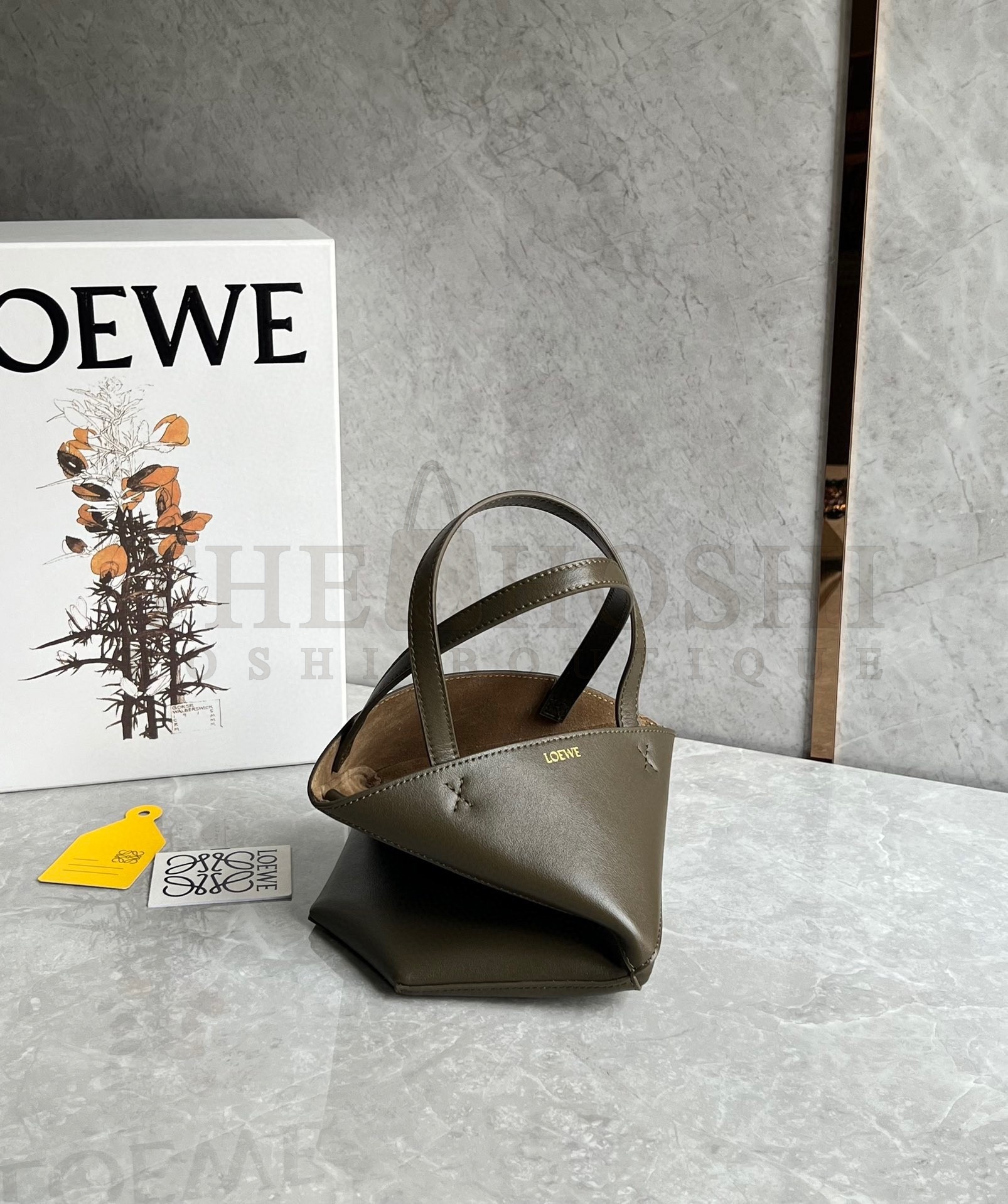 L0ew* Mini Puzzle Fold Tote Bag in Dark Green Calfskin Master Quality