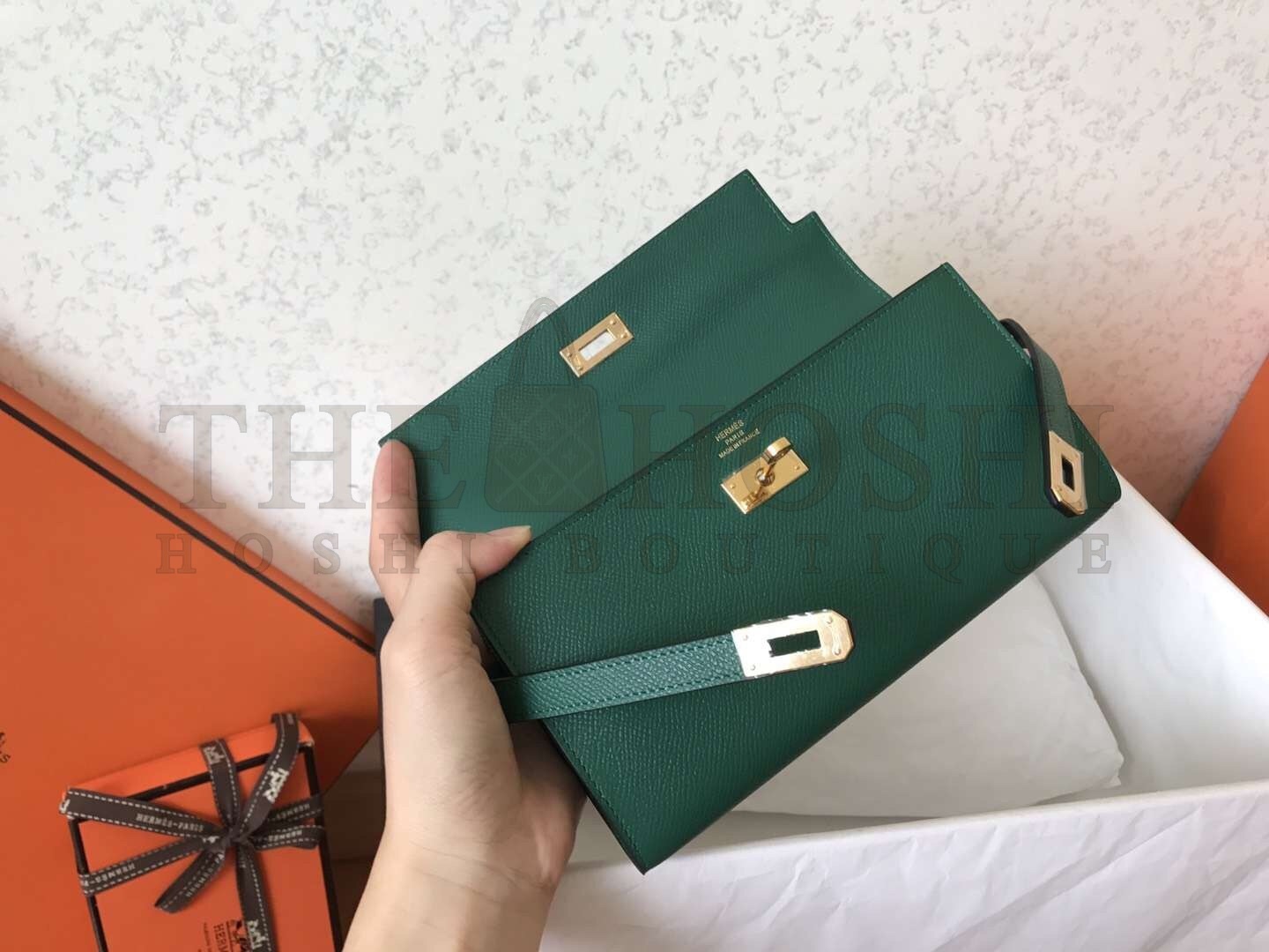 H**me5 Kelly Classic Long Wallet In Malachite Epsom Leather Master Quality