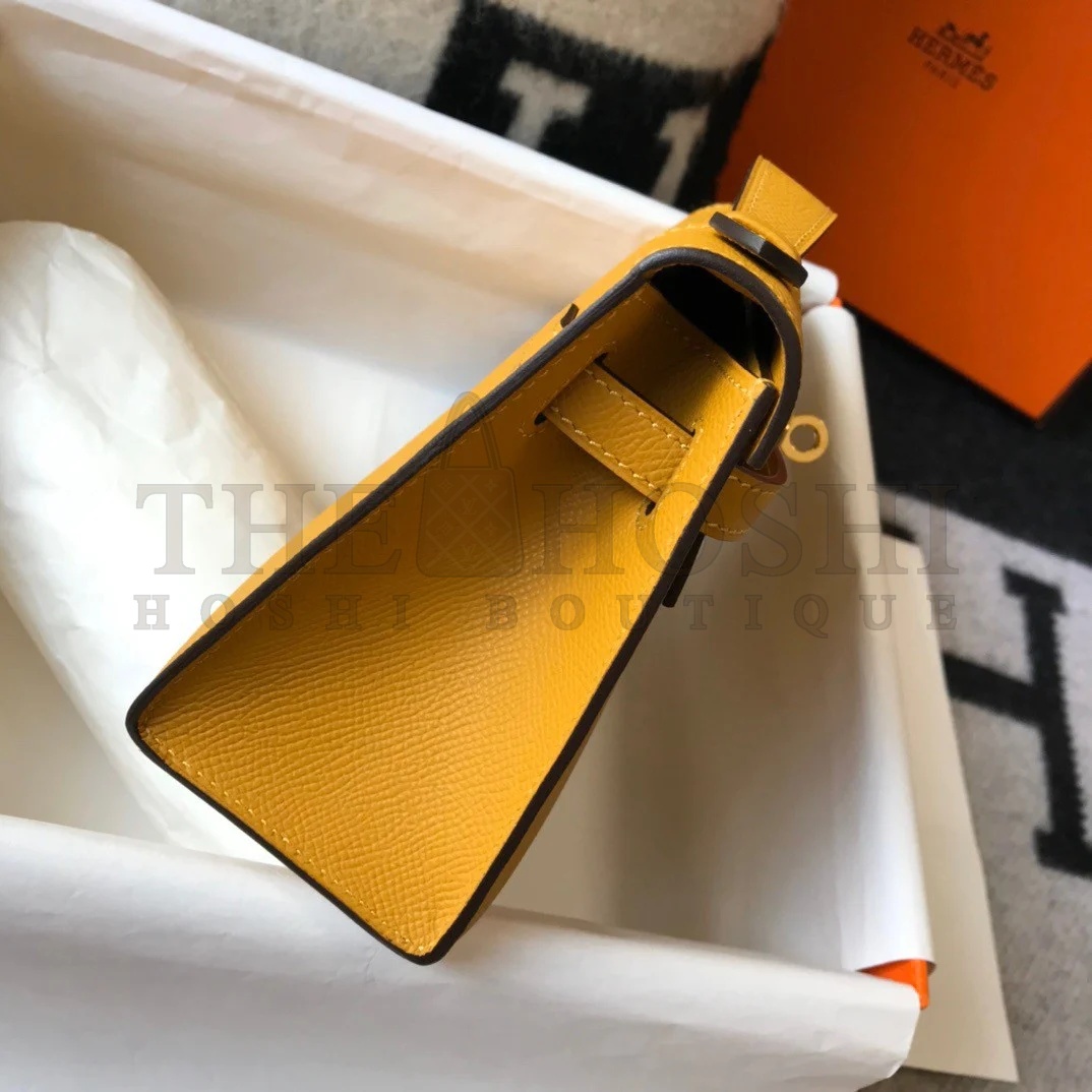 H**me5 Kelly Pochette Clutch Bag In Yellow  Epsom Leather Master Quality