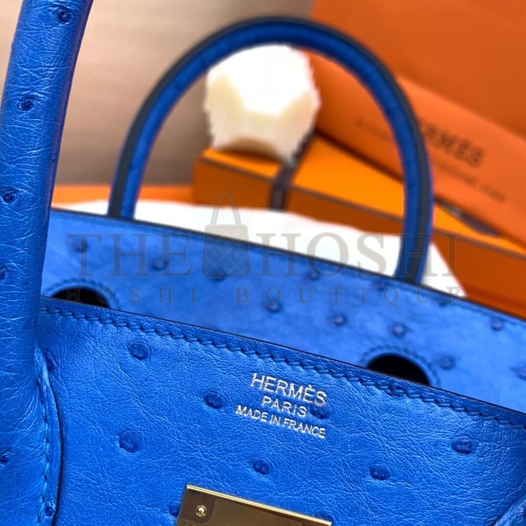 H**me5 Blue Zellige Birkin 30cm Ostrich Handmade Bag Master Quality