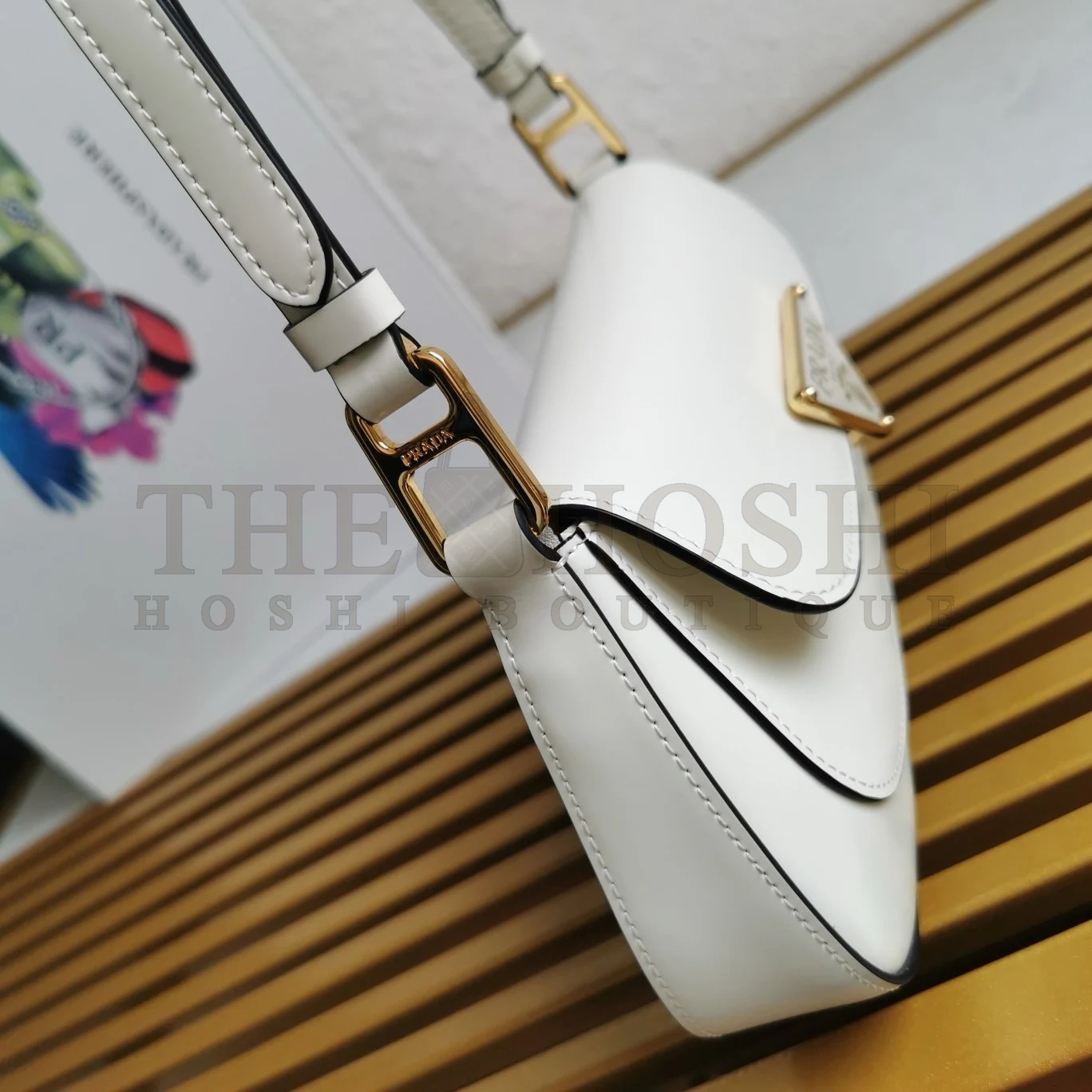 Pra*a Shoulder Bag in White Brushed Calfskin Master Quality