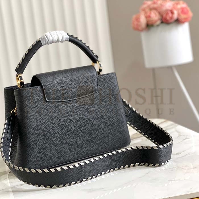 L0vis Vvtt0n LV Women Capucines MM Handbag Black Etain Metallic Gray Taurillon Leather Master Quality