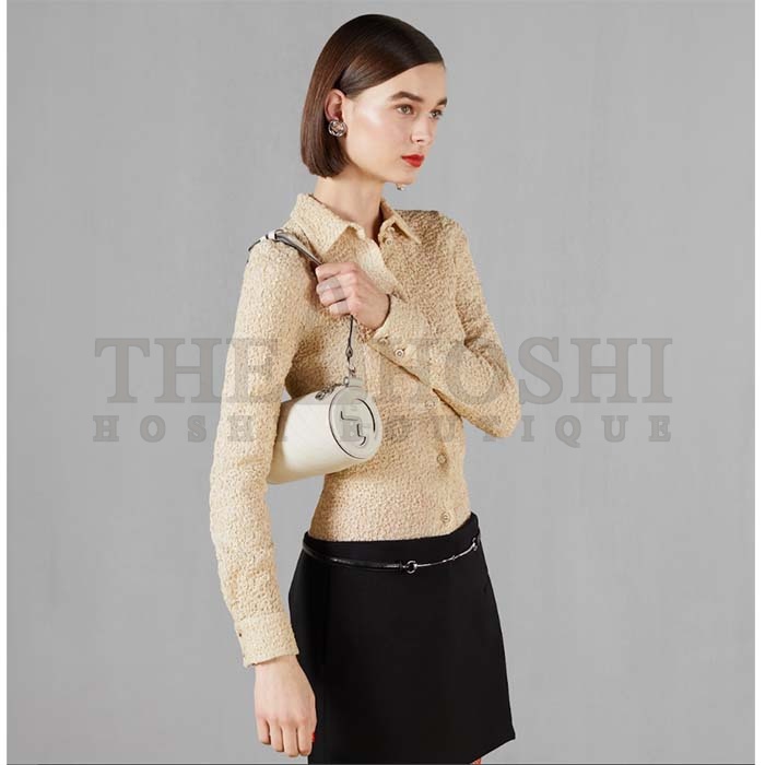 Gvc*1 Women GG Blondie Mini Shoulder Bag Round Interlocking G White Leather Master Quality