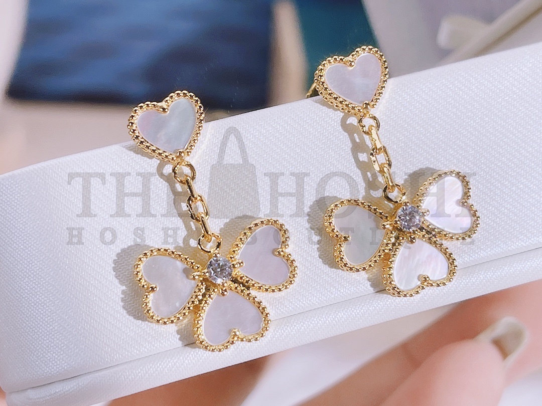V*n Cl**f & Arpels Four Hearts Stud Earrings, Sweet Alhambra effeuillage earrings Master Quality