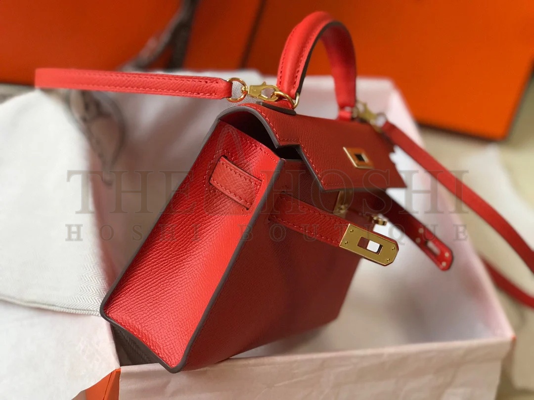 H**me5 Kelly Mini II Sellier Bag In Red Epsom Leather Master Quality