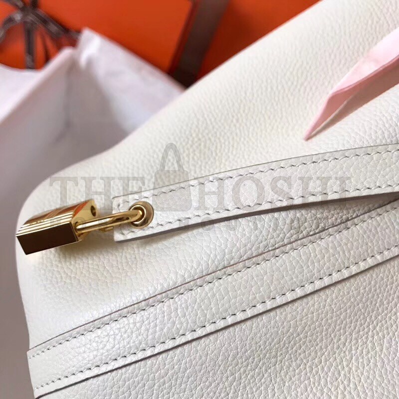 H**me5 White Picotin Lock MM 22cm Handmade Bag Master Quality