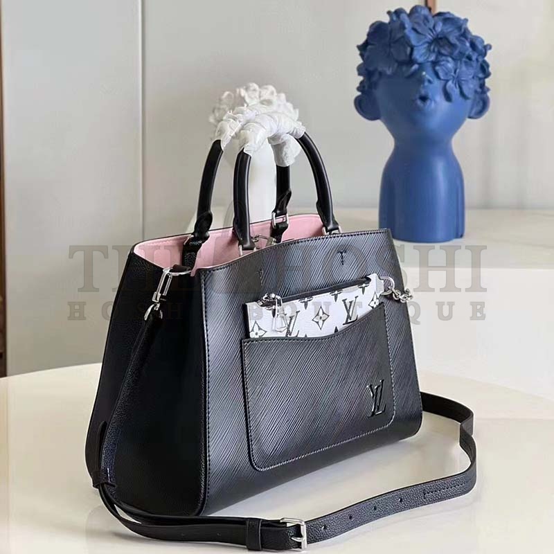 L0vis Vvtt0n LV Women Marelle Tote MM Gold Black Epi Grained Cowhide Master Quality