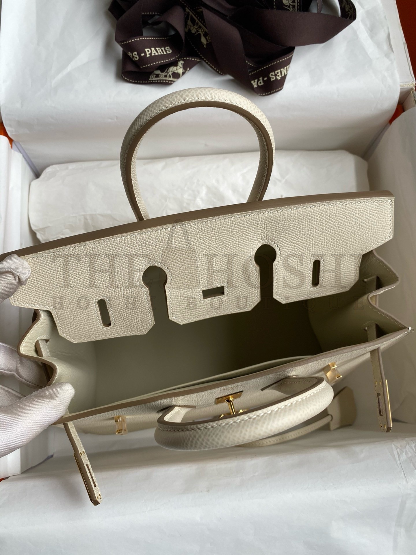 H**me5 Birkin 25 Sellier Handmade Bag In Craie Epsom Calfskin Master Quality