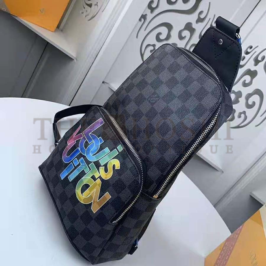 L0vis Vvtt0n LV Men Avenue Sling Bag in Damier Graphite Canvas-Grey Master Quality