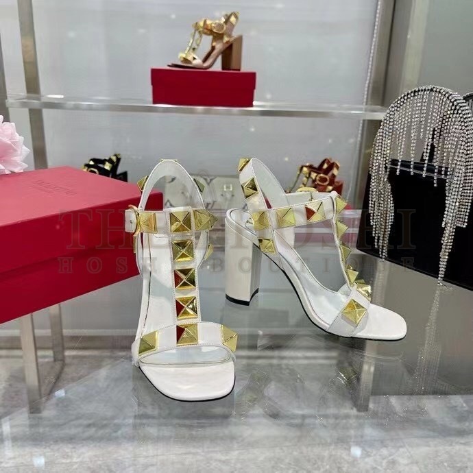 Va1e*ntin0 Roman Stud Sandals 90mm In White Calfskin Master Quality