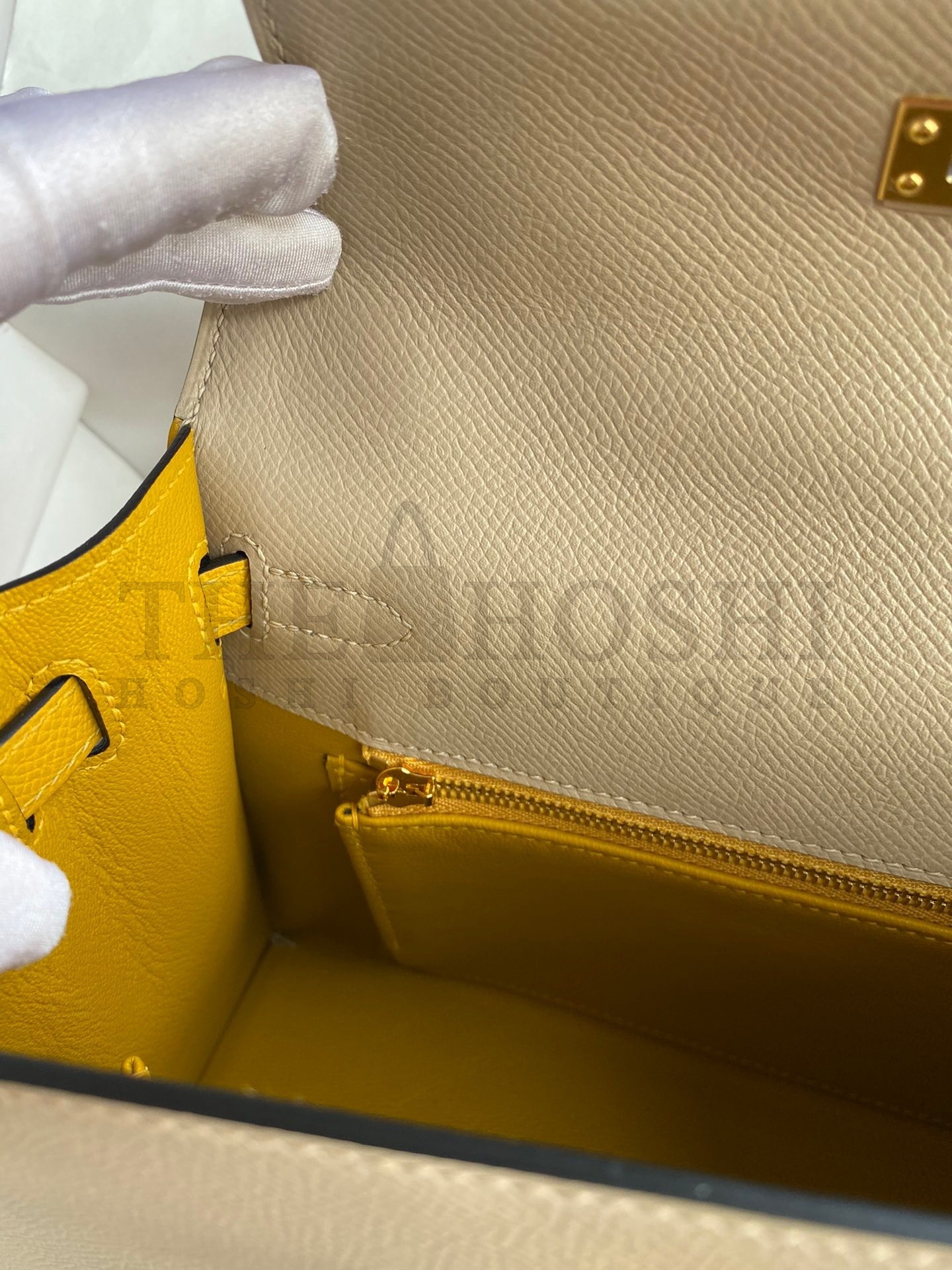 H**me5 Kelly Sellier 25 Bicolor Bag in Trench and Yellow Epsom Calfskin Master Quality