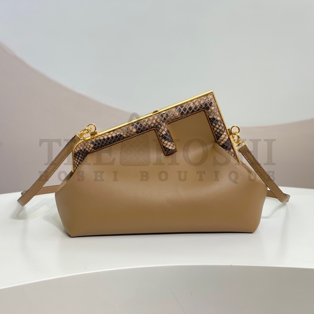 F**di First Small Bag In Light Brown Leather with Python F Master Quality
