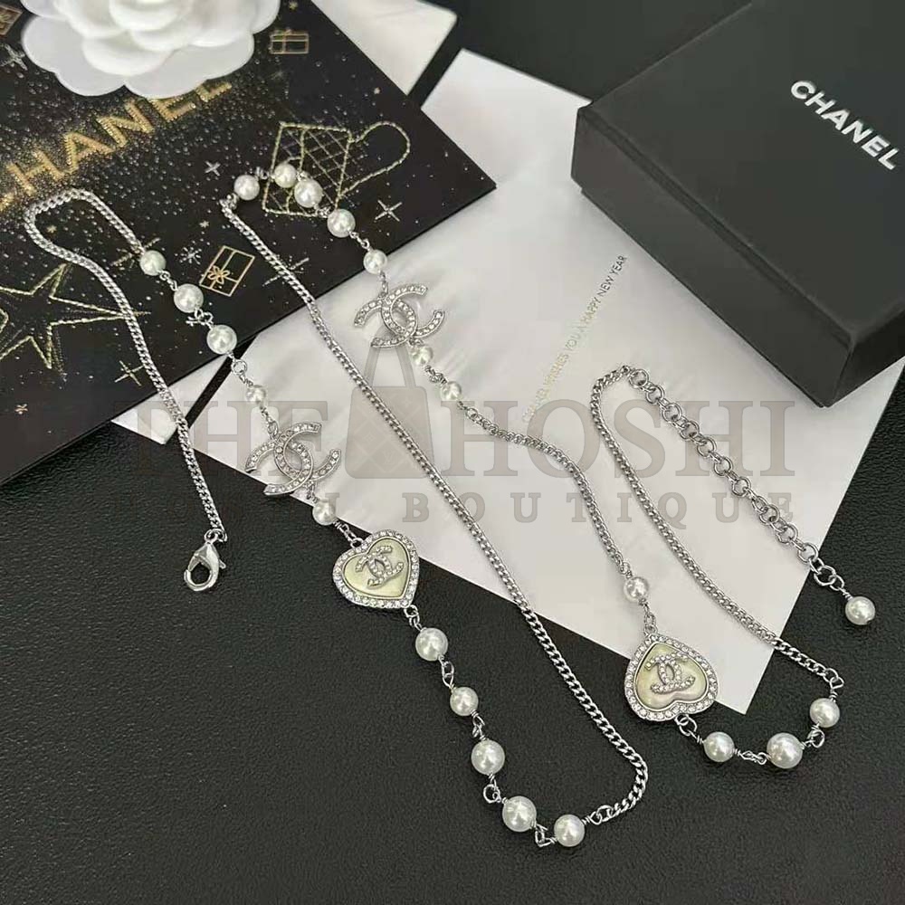 Ch**el Women Long Necklace in Metal Glass Pearls and Strass Master Quality