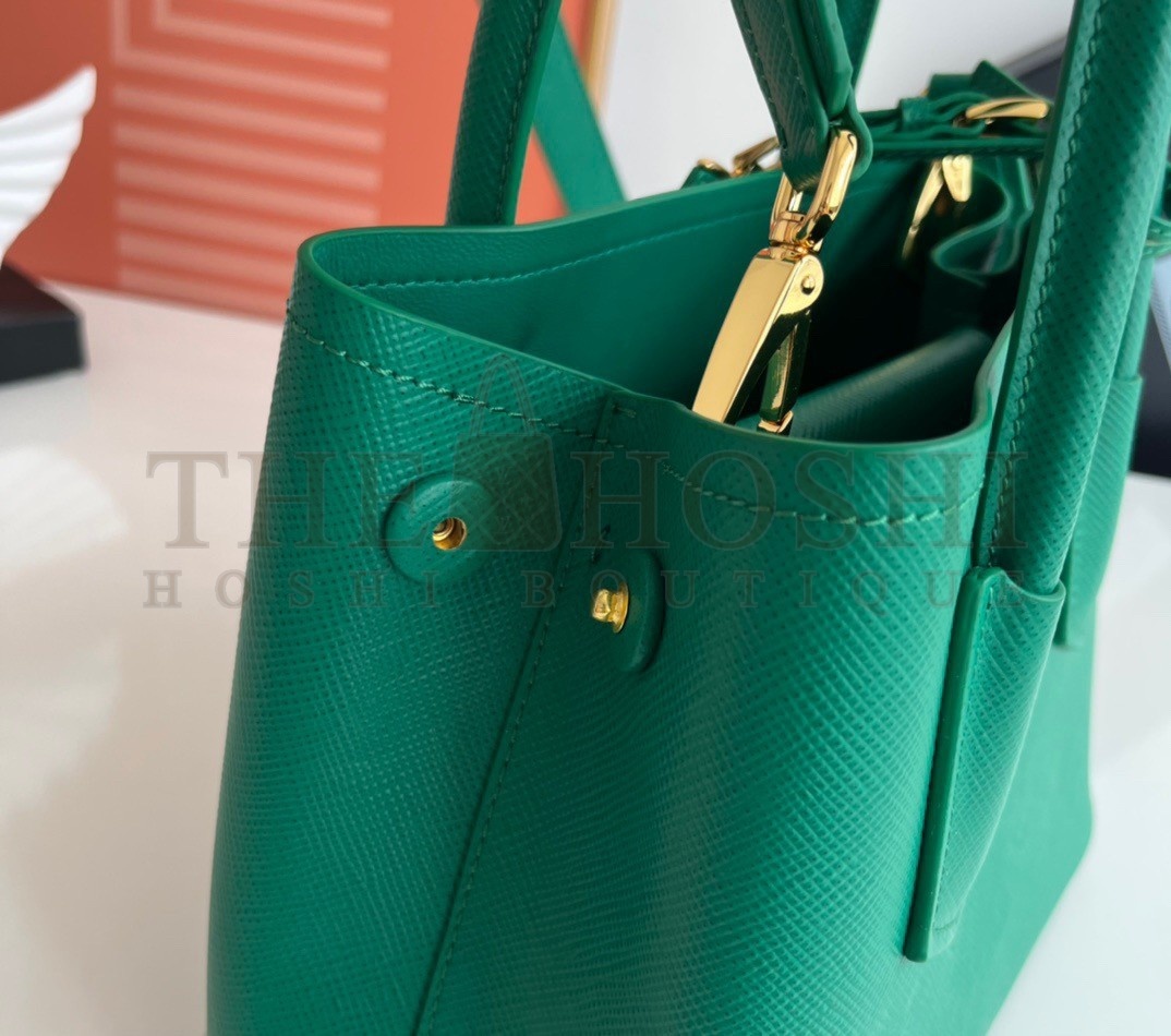 Pra*a Double Mini Bag In Green Saffiano Leather Master Quality