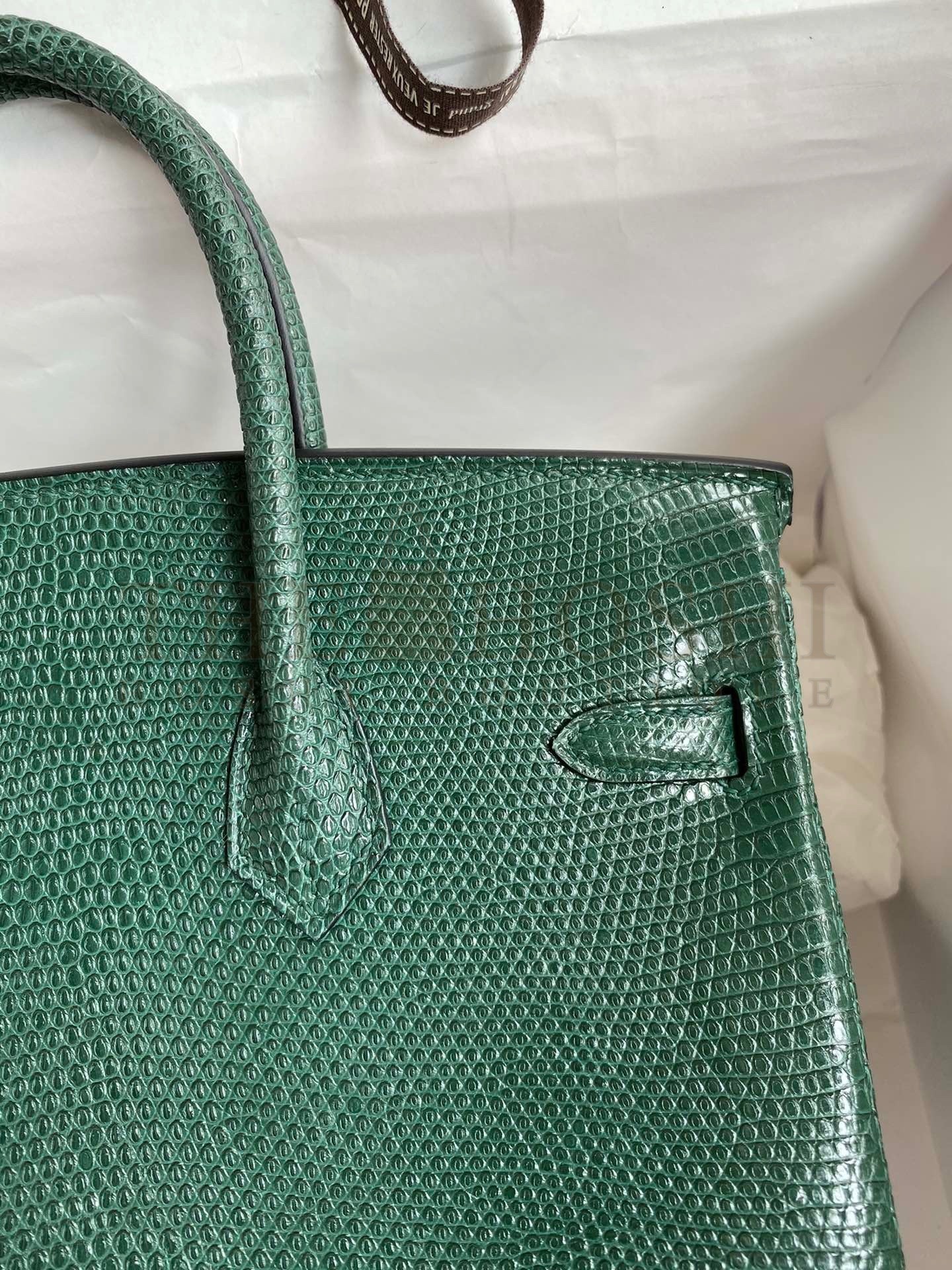 H**me5 Birkin 25 Retourne Handmade Bag In Malachite Lizard Leather Master Quality