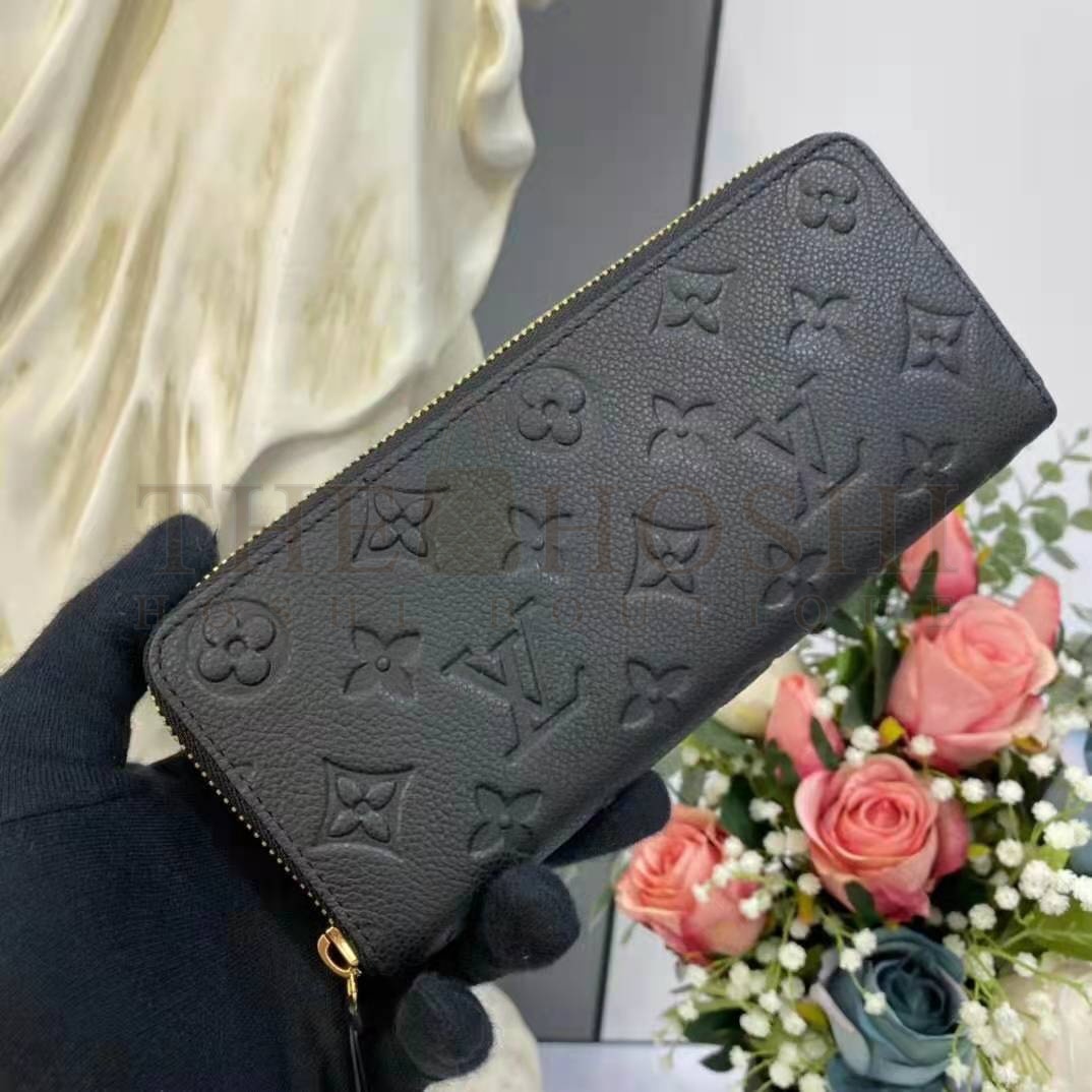 L0vis Vvtt0n LV Unisex Clémence Wallet Black Monogram Empreinte Embossed S*pple Grained Cowhide Master Quality