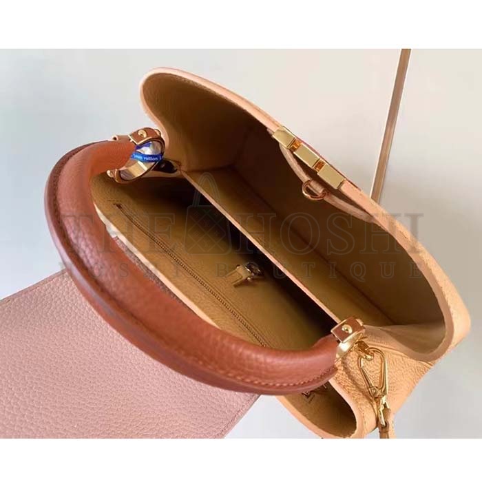 L0vis Vvtt0n LV Women Capucines MM Handbag Arizona Brown Cognac Taurillon Cowhide Leather Master Quality