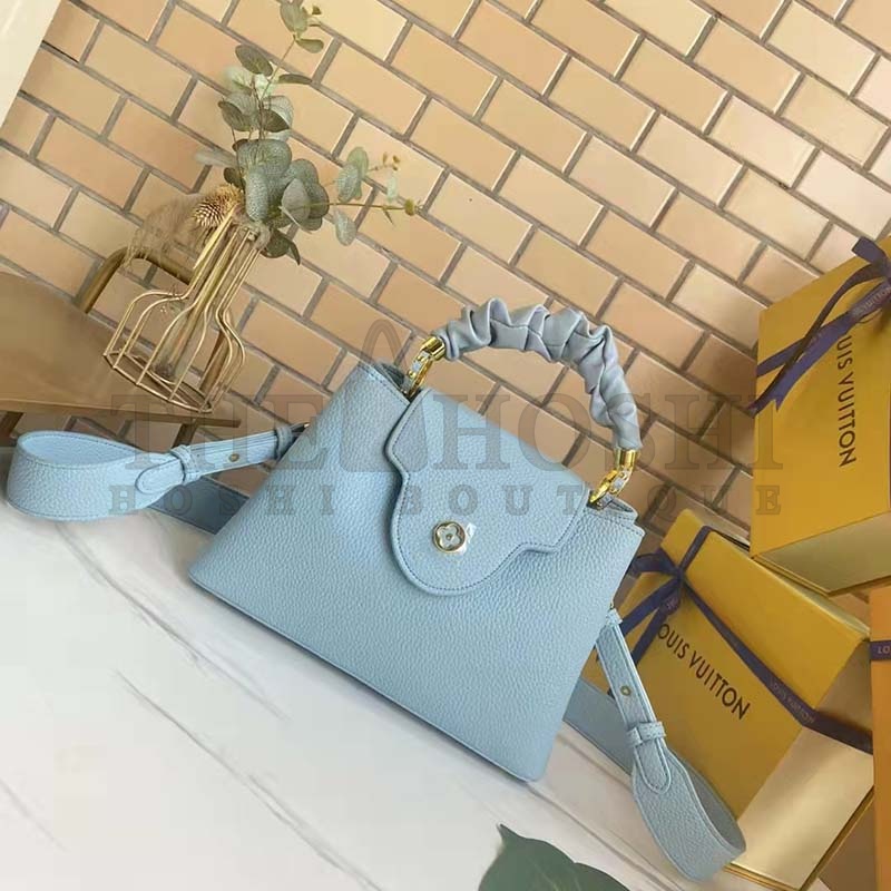 L0vis Vvtt0n LV Women Capucines BB Handbag Dusk Blue Taurillon Calfskin Master Quality