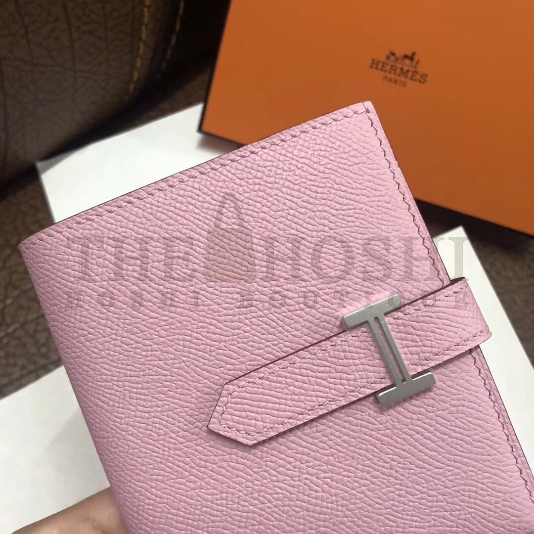 H**me5 Bearn Compact Wallet In Pink Epsom Leather Master Quality