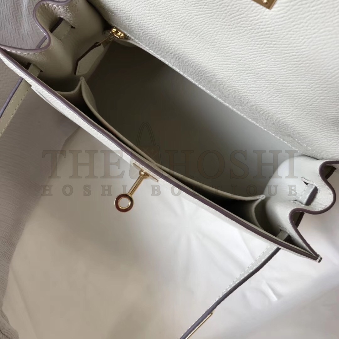 H**me5 Kelly 25cm Sellier Bag In White Epsom Leather Master Quality
