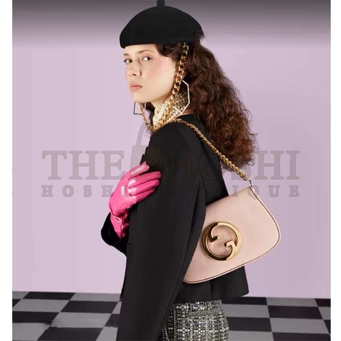 Gvc*1 Women GG Blondie Shoulder Bag Light Pink Leather Round Interlocking G Master Quality