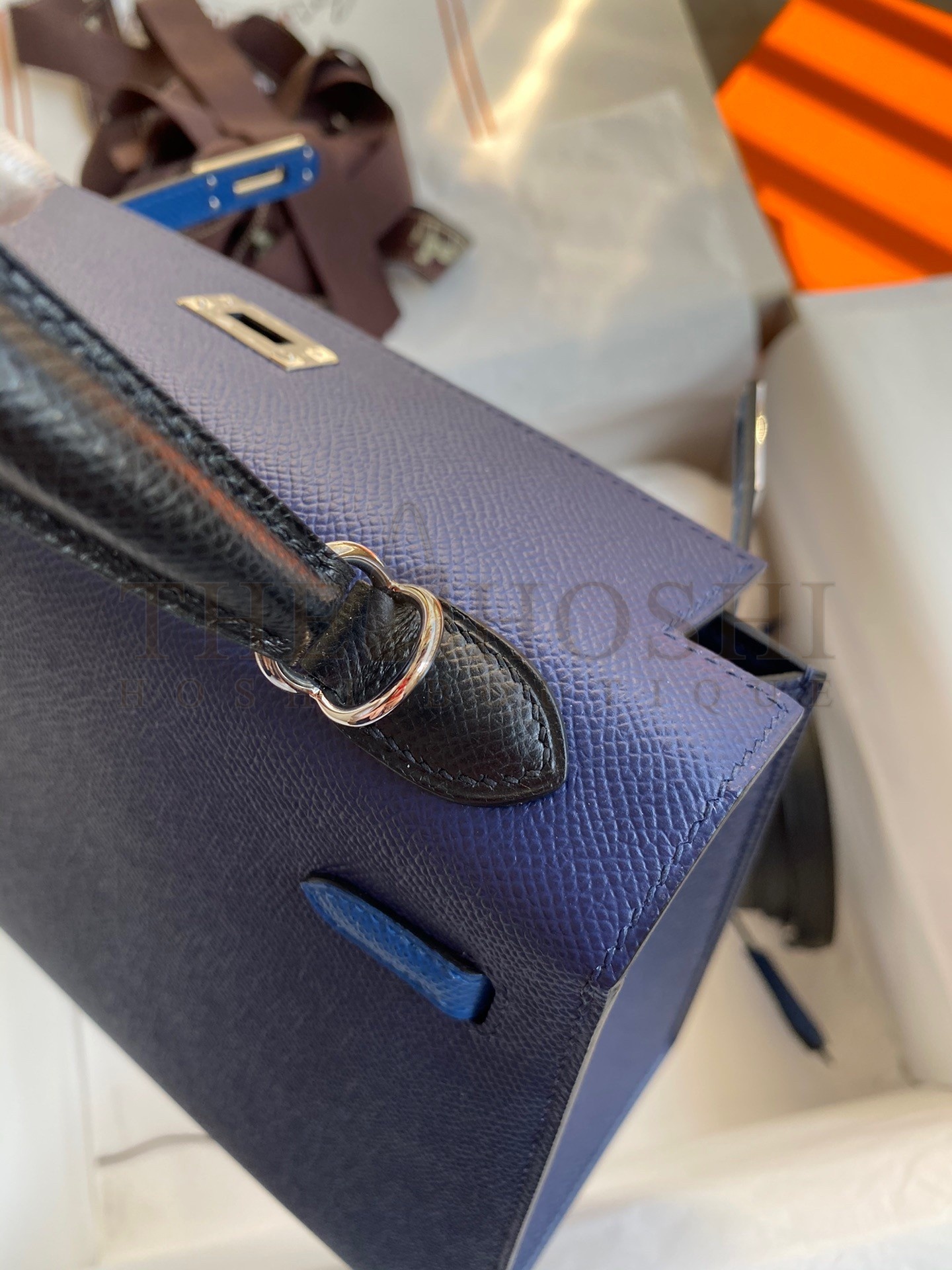 H**me5 Kelly Sellier 25 Bicolor Bag in Blue Saphir and Blue France Epsom Calfskin Master Quality
