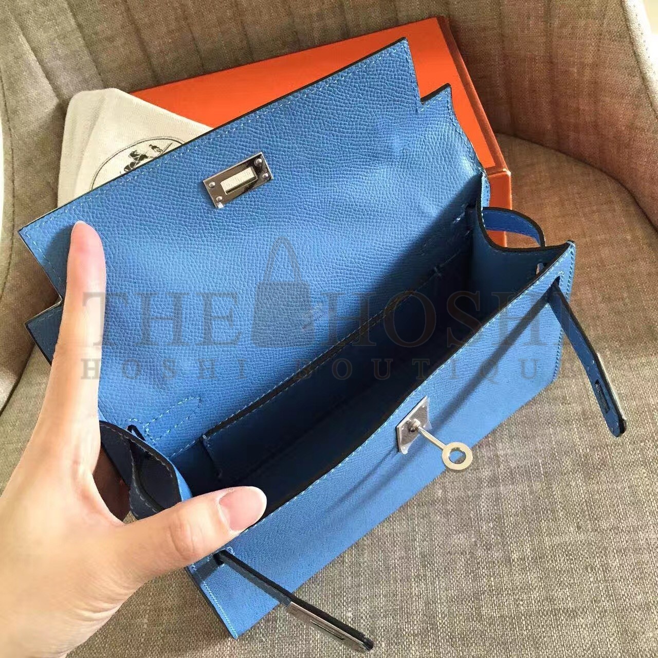 H**me5 Blue Paradise Kelly Pochette Epsom Handmade Bag Master Quality