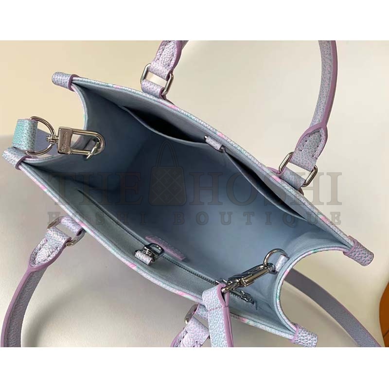 L0vis Vvtt0n LV Women OnTheGo PM Tote Bag Purple Sprayed Embossed Grained Cowhide Master Quality