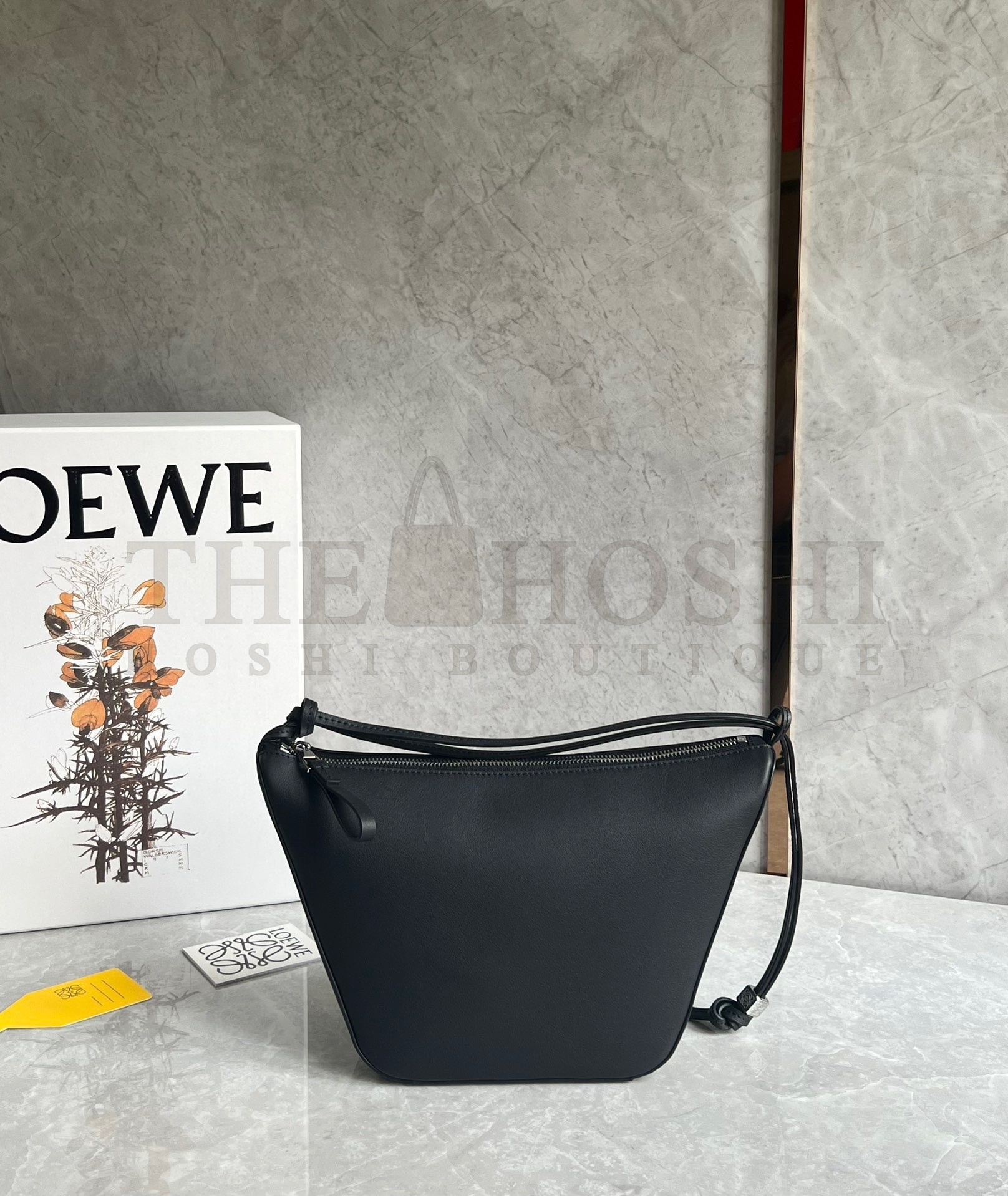 L0ew* Mini Hammock Hobo Bag in Black Calfskin Master Quality