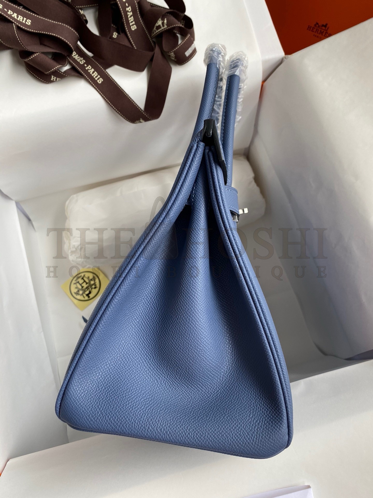 H**me5 Birkin 30 Retourne Handmade Bag in Blue Agate Epsom Calfskin Master Quality