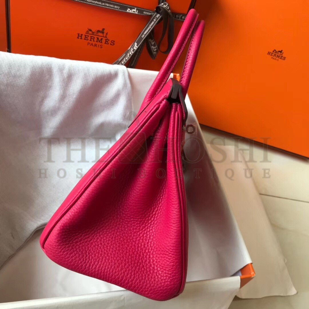 H**me5 Birkin 25cm Bag In Rose Red Clemence Leather Master Quality