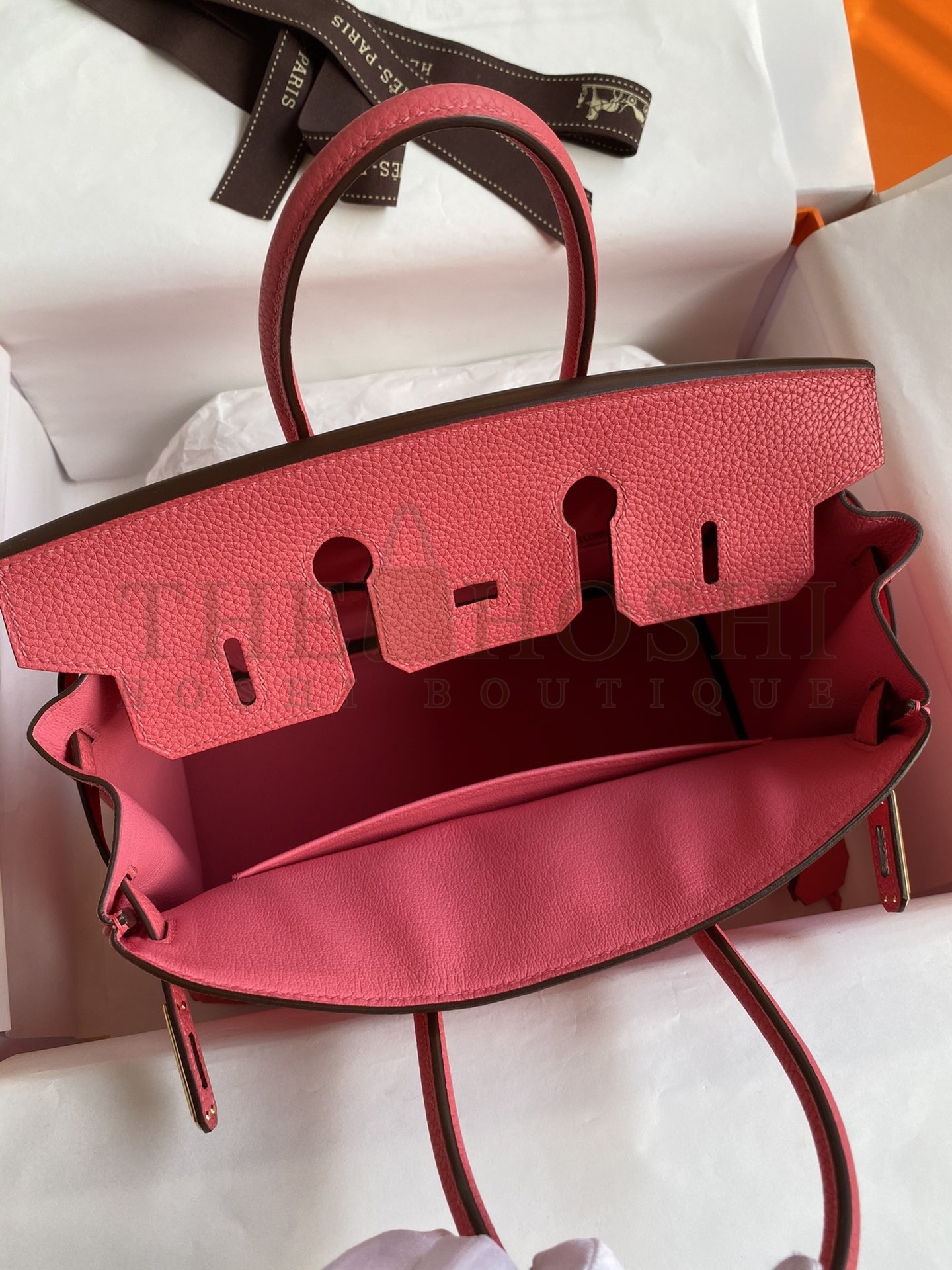 H**me5 Birkin 25 Retourne Handmade Bag In Rose Lipstick Clemence Leather Master Quality