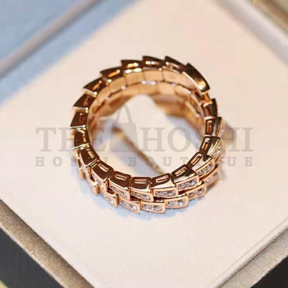Bv1g*ai Women Serpenti Viper Two-coil 18 KT Rose Gold Ring Master Quality