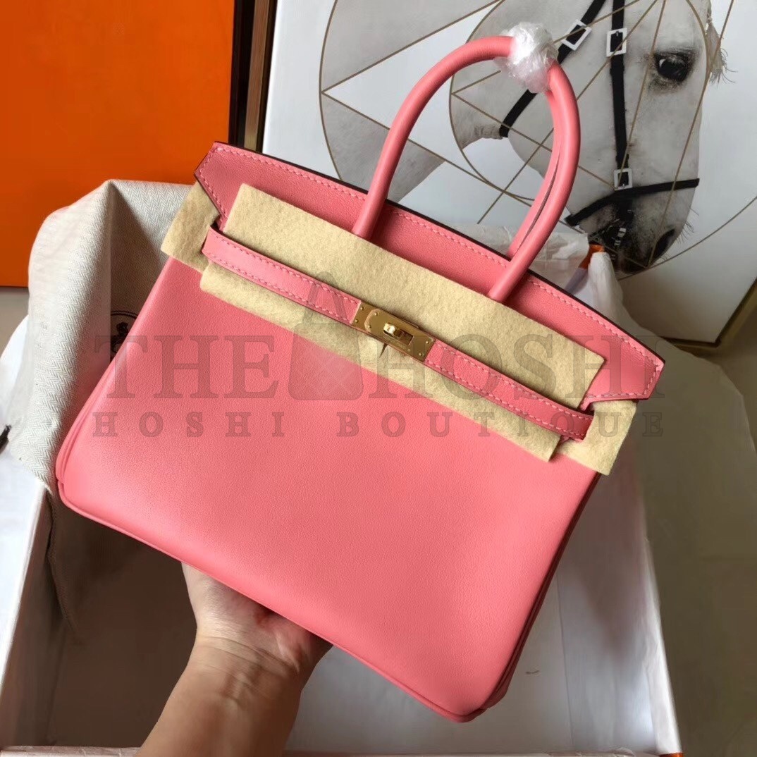 H**me5 Rose Lipstick Birkin 25cm Swift Handmade Bag Master Quality