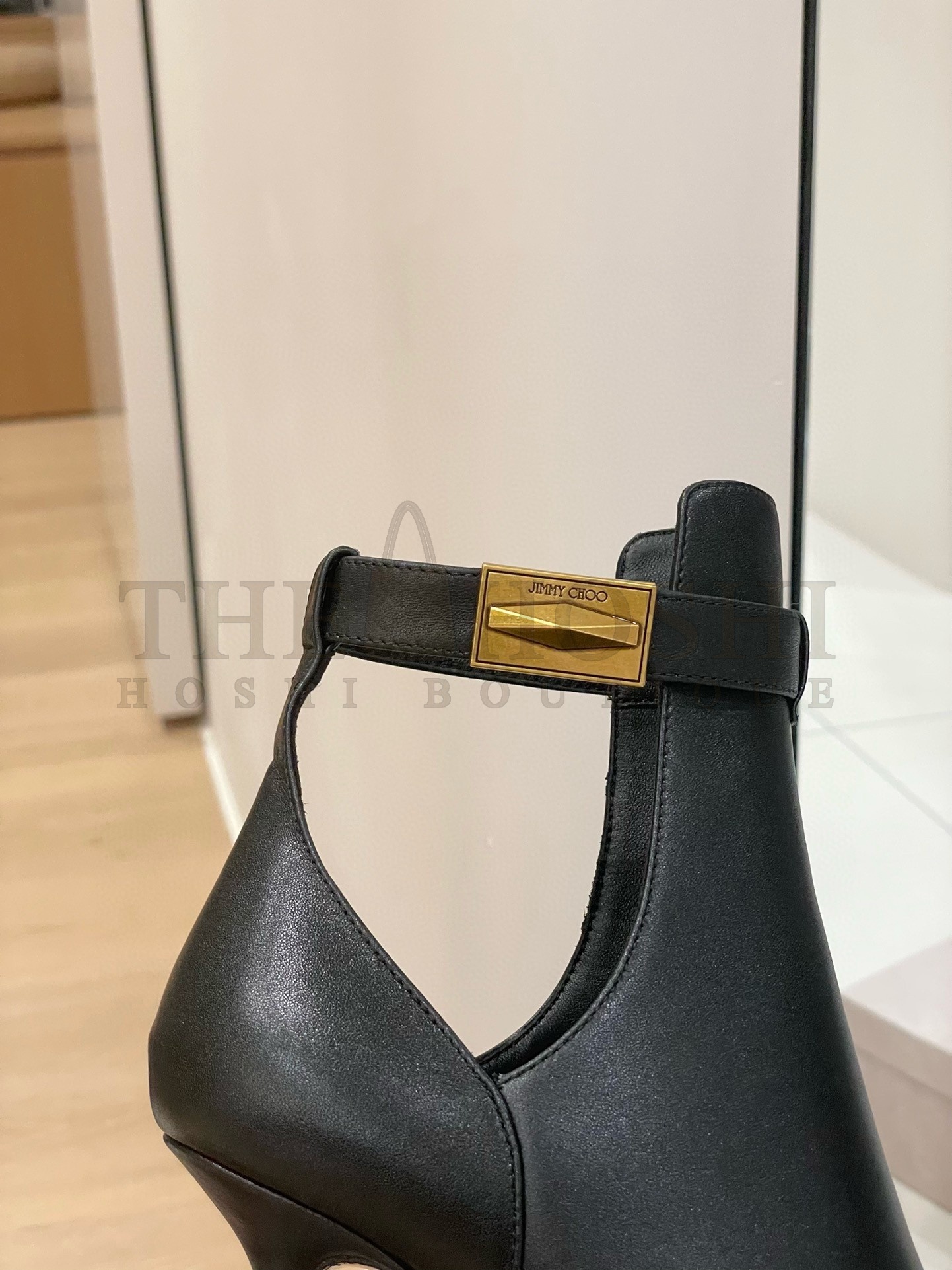 J1m*y Ch00 Nell Ankle Boots 85mm in Black Leather Master Quality