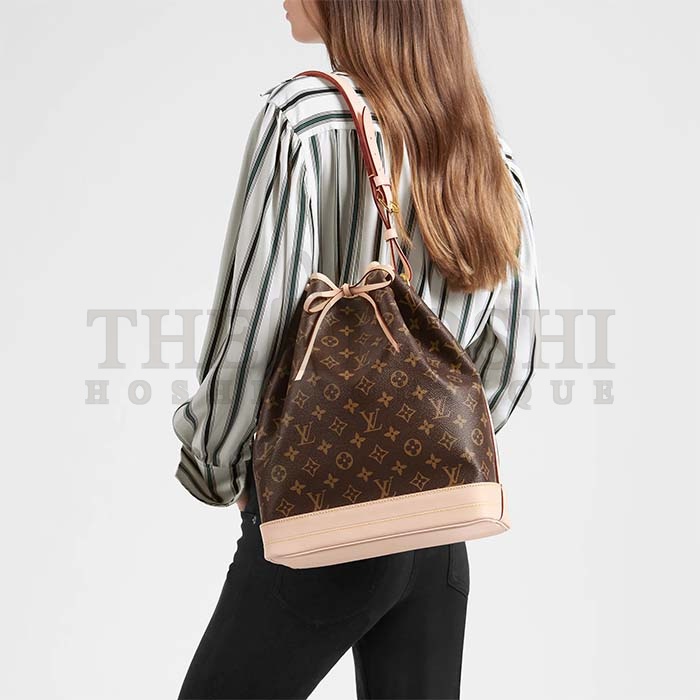 L0vis Vvtt0n LV Women Noé Bucket Bag Brown Monogram Coated Canvas Cowhide Leather Master Quality