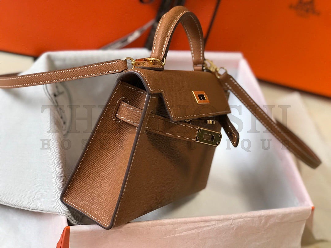 H**me5 Kelly Mini II Sellier Bag In Gold Epsom Leather Master Quality