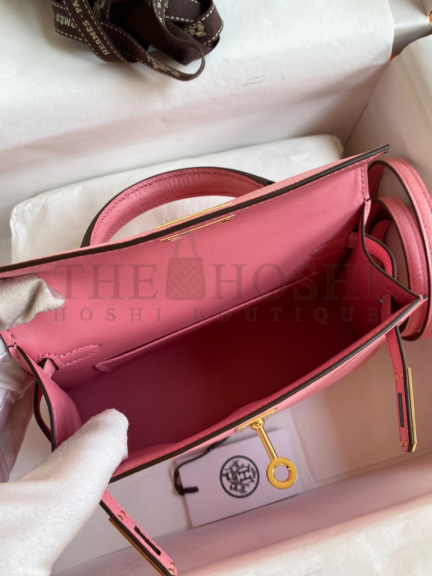 H**me5 Kelly Mini II Sellier Handmade Bag In Rose Confetti Chevre Mysore Leather Master Quality