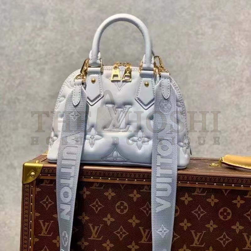 L0vis Vvtt0n LV Women Alma BB Handbag Blue Quilted Embroidered Smooth Calf Master Quality