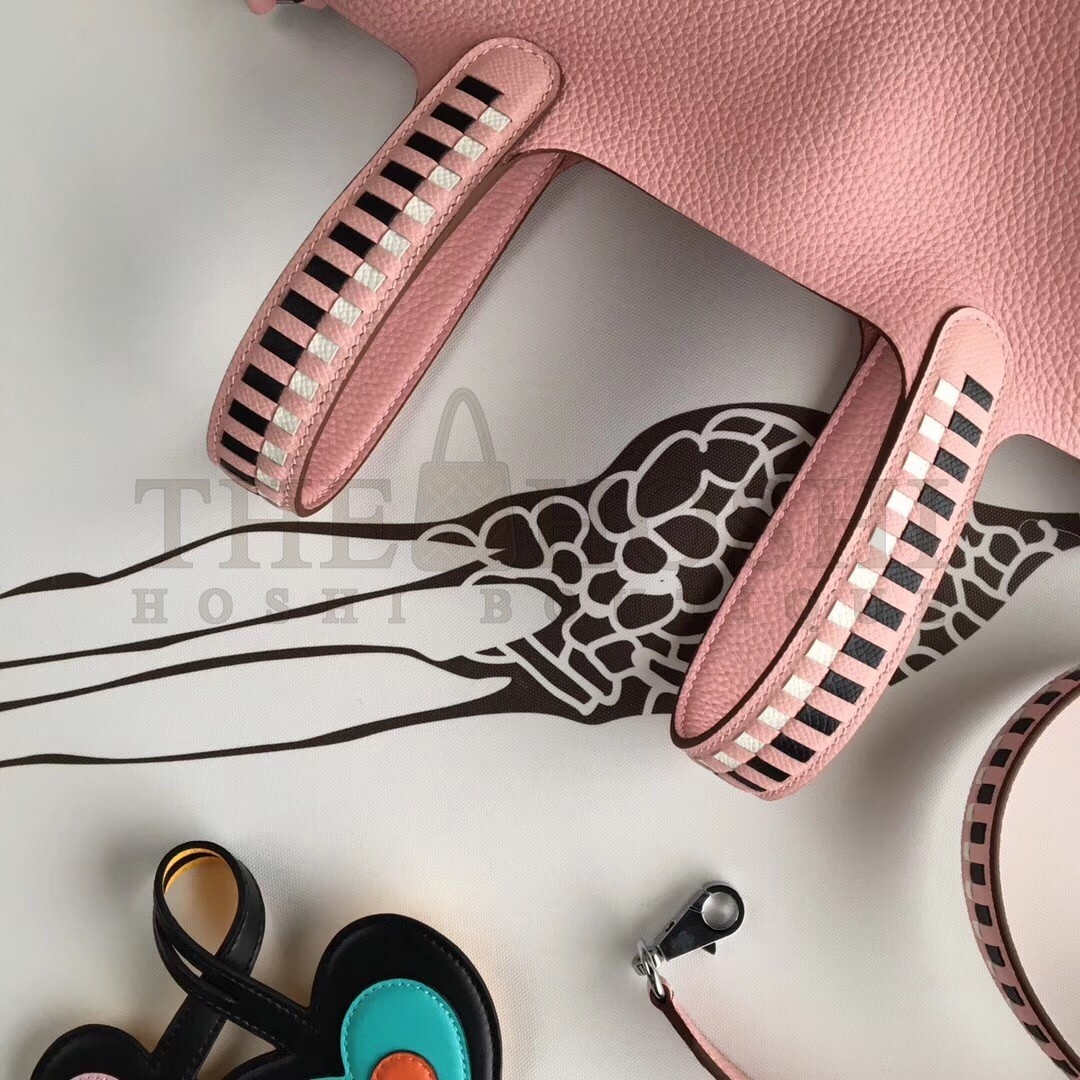 H**me5 Pink Picotin Lock 18cm Bag With Braided Handles Master Quality